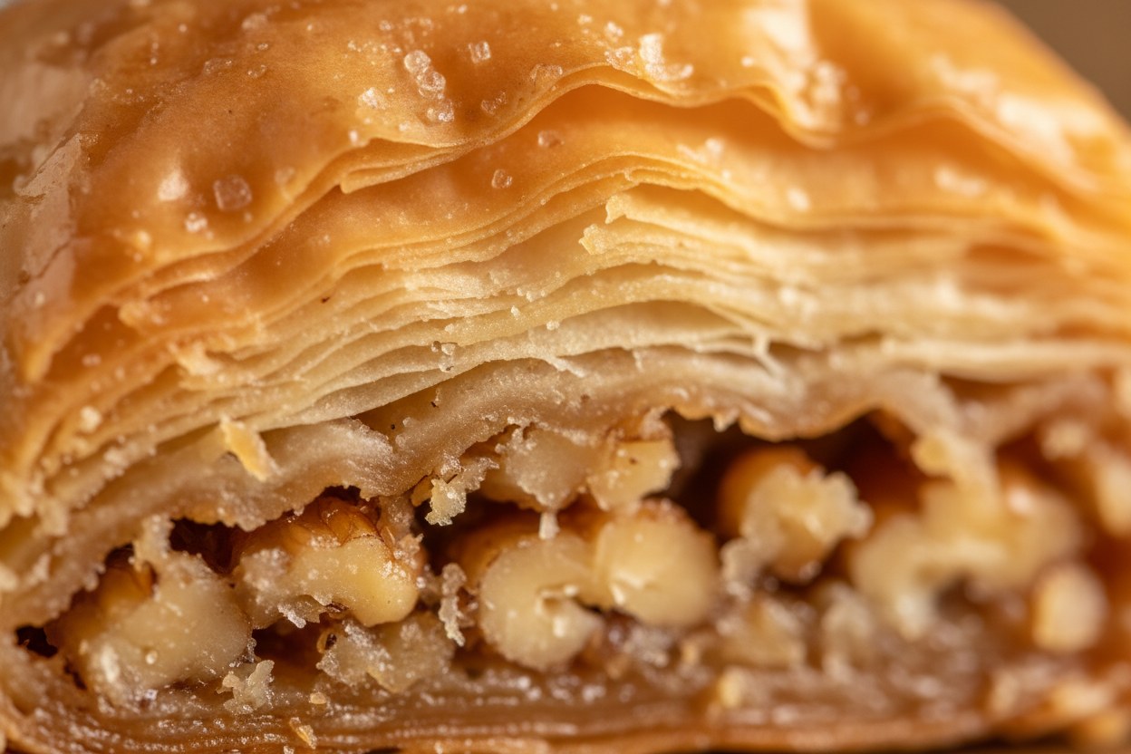 Baklava katmanlarının makro yakın çekimi